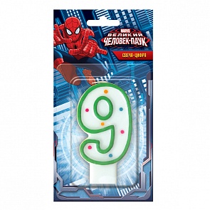 Свеча-цифра "9" - Человек-Паук (Веселый Праздник, SVC-9/SPMsim) 